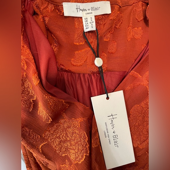 NWT - Haver + Blair Ruffle Neck Orange Blouse - Size Small - Picture 6 of 7